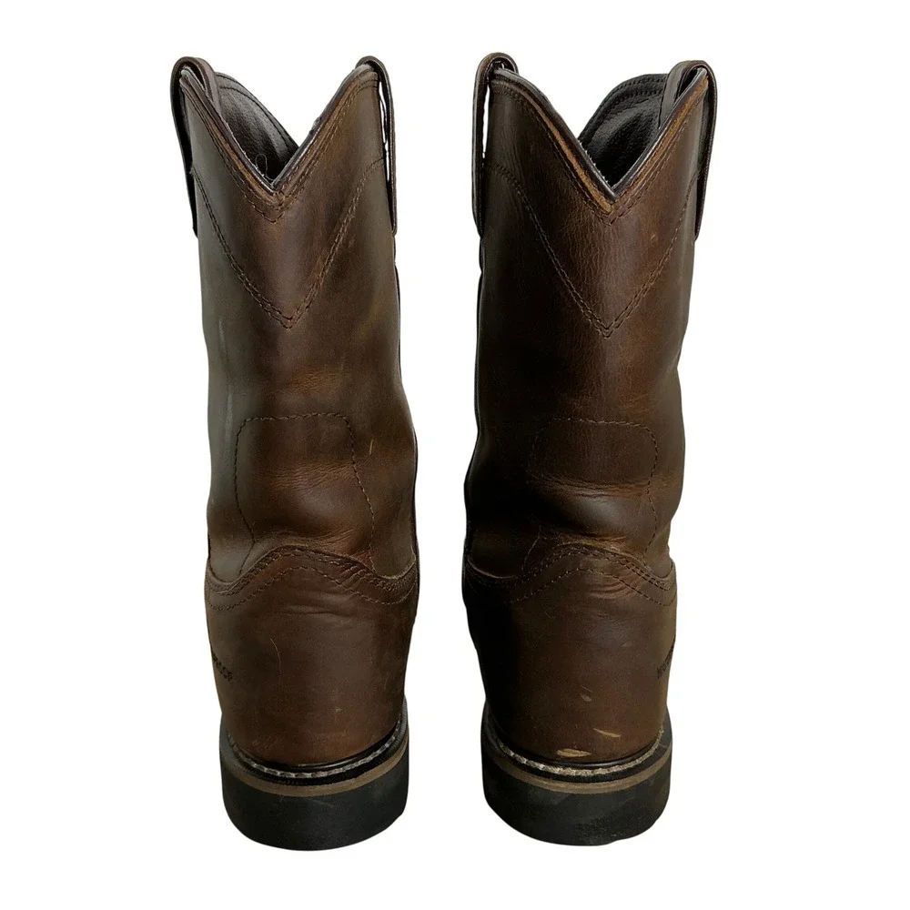 Justin WK4960‎ Waterproof Brown Leather Pull-On Work Boots Men's 11.5D Soft Toe